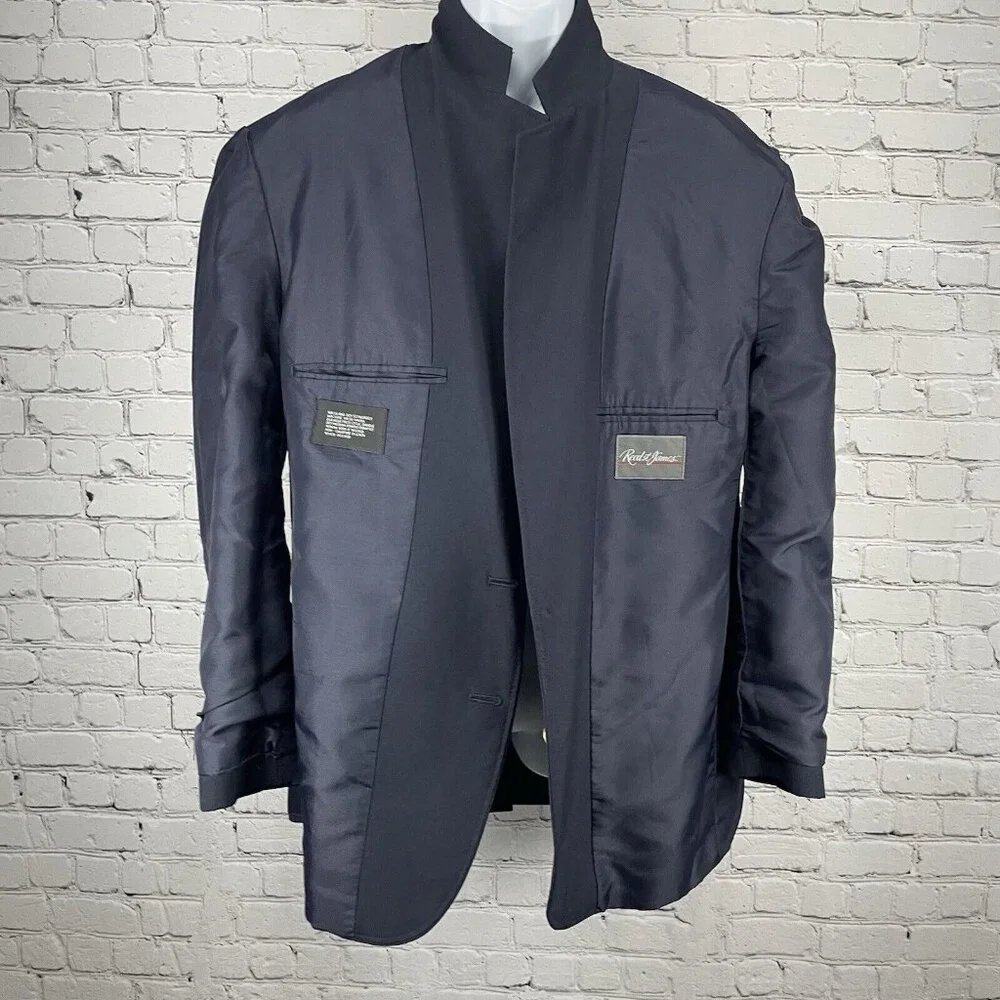 Reed St James Navy Gold 2 Button Vented Easy Care Sports Coat Blazer USA Size 44
